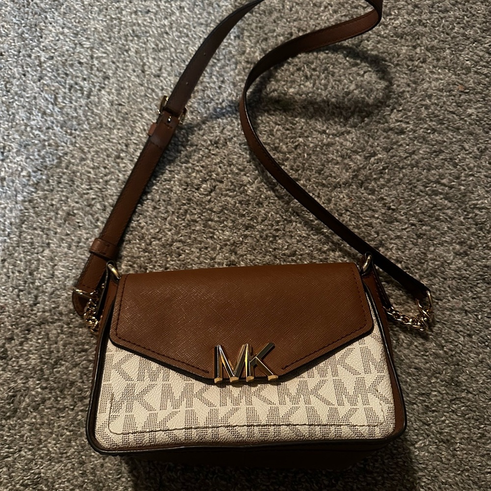 Michael Kors Tan and Cream Crossbody Bag